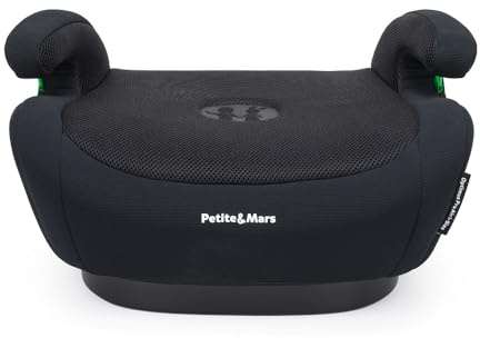 PETITE&MARS Autositzunterlage Optimus Pro i-Size 125–150cm 22–36 kg Autositz * Kindersitz leicht * Sitzerhöhung * Kindersitzunterlage * Kindersitzerhöhung mit ISOFIX * Gruppe 2 und 3 (Black Air)