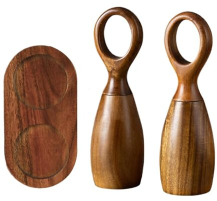 Wooden Pepper Mill - Pepper Mill Set, Manual Pepper Mill Set | Comfortable Pepper Mill Kit, Adjustable Size Salt Shaker for Home and Kitchen, 5.91 x 7.32 x 2.95 Inches