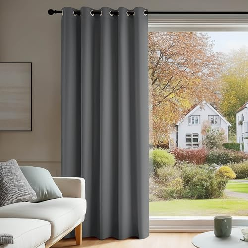 Deconovo Front Door Curtain Thermal Insulated Energy Efficient Eyelet Blackout Curtains for Bedroom Living Room 66 x 84 Inch Drop Light Grey 2 Panels