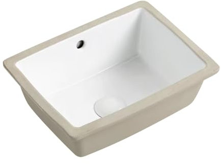 Flyshop Rechteckiges Unterbau-Waschbecken, 45,7 x 35,6 cm, weißes Porzellan-Keramikgefäß, Waschbecken, klassisches Waschbecken für Waschtisch, WC, Badschrank