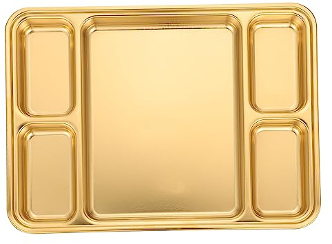 Healifty Plato Dividido Inoxidable para Comida 3 Compartimentos Plato para Servir para Almuerzo Saludable para Barbacoa y Buffets Bandeja Apilable