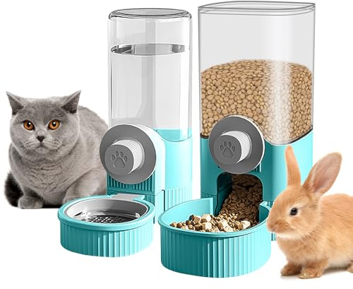 Drickflaska kanin, 2 st vattendispenser kanin 520 ml, kanindrickflaska, automatisk vattendispenser hamster 1 200 ml foderdispenser kanin