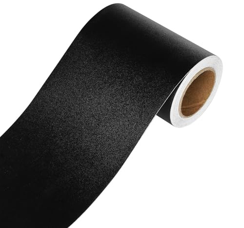 YENHOME Bordure de Papier Peint Autocollant Noir Matt 7.6x600cm Frise Murale Adhesive en PVC Noir Plafond Bordure de Papier Peint Adhesif Couleur Uni pour Plafond Armoires Décoration de Cadre Miroir
