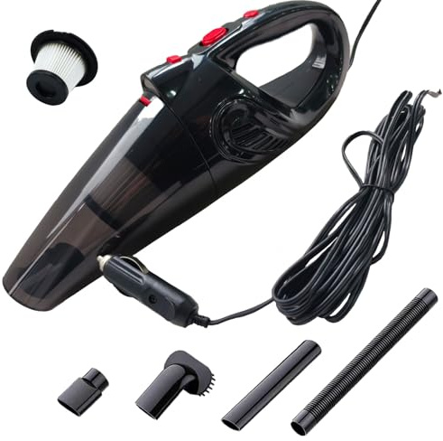 Handheld Vacuum Cleaner with LED Light, 4500PA Super Strong Suction, Cigarette Lighter Plug, Household car Vacuum Cleaner, Used for car Interior Cleaning, pet Hair, Household Cleaning Products