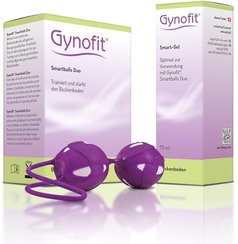 Gynofit SmartBalls Duo + Smart Gel 75 ml – Beckenboden Trainer Set mit Kegel-Bällen & Gleit- Pflegegel – Intensives Training & Intimhygiene in einem Paket