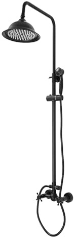 Douche commerciale avec thermostat - Colonne en acier inoxydable réglable (90-118 cm), design rétro avec 2 poignées, économie d'eau pour salles de bains publiques (noir)