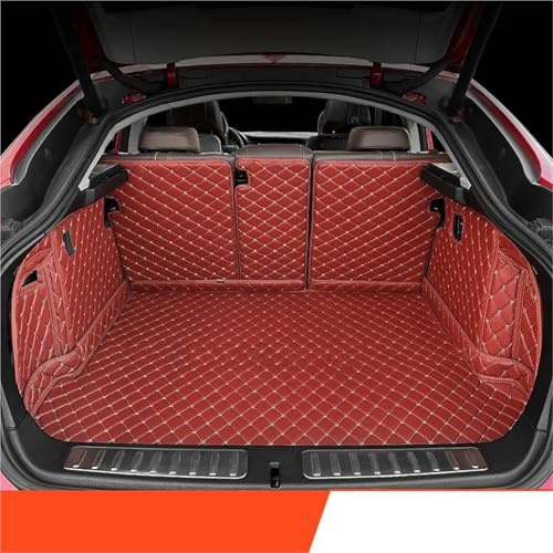 Auto Gummimatten Für Mercedes Für Benz GLB-Klasse 7-Sitzer X247 2020-2024 Auto-Kofferraummatte Mit Vollständiger Abdeckung Auto-Cargo-Liner(WEINROT)