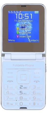 Flip Phone, Dual Screen Big Volume Senior Cellphone, 2.6in Screen 1.3MP Camera 4 SIM Cards for Elderly Kids Daily Use (Blue)