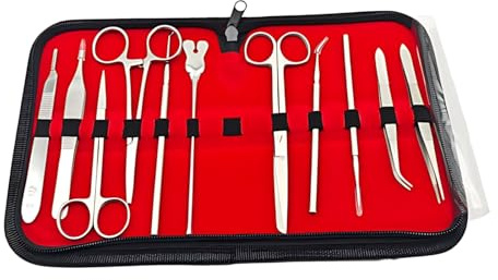 Texvora Kit d'entraînement à la suture 11 pièces pour étudiants en médecine avec coussinet d'entraînement en silicone et ensemble d'instruments en acier