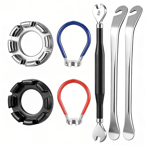TranRantic Cykelekryckel kit, 6 storlekar 10–15 kaliber verktyg för cykelhjulreparationsjustering, cykelreparationssats för reparationshjul (7 stycken)