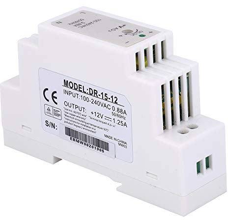 TOPINCN Kompakt 12V 1,25A 15W DIN-skena Single Output Switching Power Supply för Industriell Styrutrustning (DR-15-12)