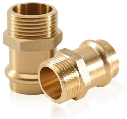 2 Stück Kupfer Übergangs Pressfitting, Press fitting mit 1/2 Außengewinde