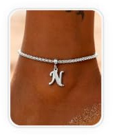 Milacolato Fußkettchen für Damen Buchstaben A-Z mit Zirkonia Anhänger Edelstahl Fußkette Gold & Silber wasserfest 22+5cm verstellbar Wheat Chain personalisiert Geschenk Frauen
