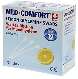 Med-Comfort Lemon-Glycerine Sticks Mundpflegestäbchen Mundhygiene Mundreinigung, 25x3 Stück, 10cm