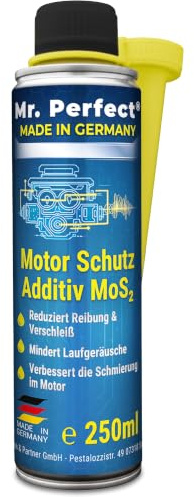Mr. Perfect Motor Schutz Additiv MoS2 – Öl Additiv 1x250 ml | MoS2 Öladditiv gegen Reibung & Verschleiß, schützt den Motor beim Kaltstart, auch für Getriebe – Made in Germany