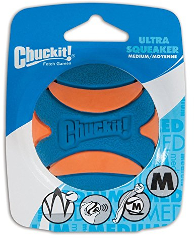 Chuckit Ultra Squeaker Ball Natural Rubber Dog Toy Medium 2.5 Diameter - 6 Pack