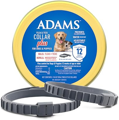 ADAMS Flea & Tick Collar Plus for Dogs, Prevent flea infestations, 2 ct