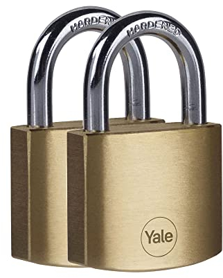 Yale Lucchetto in ottone Y110B/40/122/2 corpo 40mm, arco in acciaio, 3 chiavi, confezione da 2 lucchetti