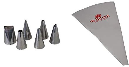 De Buyer 2114.00N Lot de 6 Douilles Assorties - inox & 4856.40N -poches patissieres reutilisables 40cm
