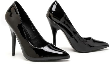Bismaa Mens Womens Drag Queen Cross Dresser HIGH Heel Pointy Toe Court Shoes Big Sizes UK 9,10,11,12 (Black Patent, Numeric_7)