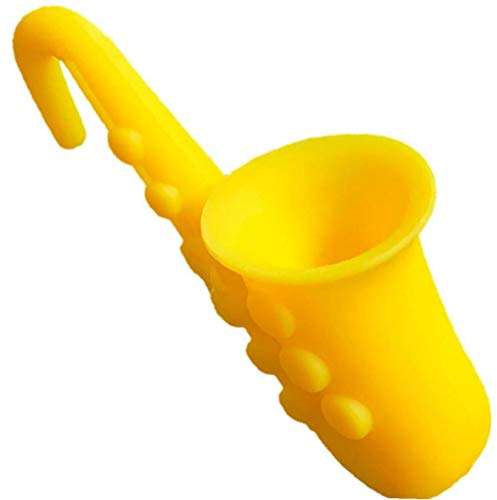 TOSSPER 1pc Lid Pot Saucepan Lid Holder Lifter Steam Release Holder Silicone Saxophone Shape Lid Holder (yellow)