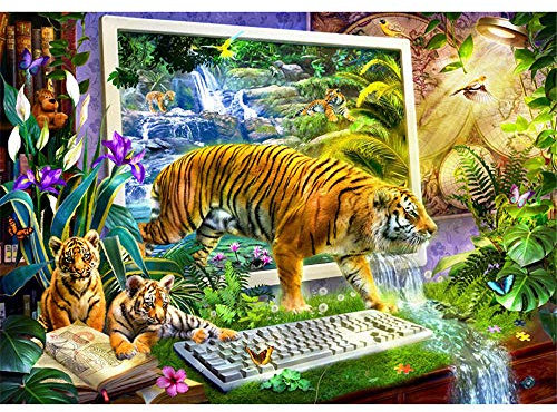 Puzzle 5000 Teile für Erwachsene,Drei Tiger Puzzles Geschicklichkeitsspiel für die Ganze Familie, Landschaf Puzzle Schwer Dekompressionder Erwachsenenpuzzle ab 14 Jahren-61.61x41.53 Zoll (156.5 x 105