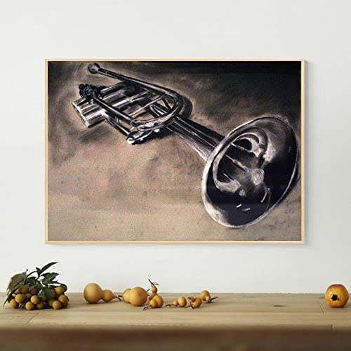 Trompete Kunst Bilder Druck Und Poster Leinwand Wanddekoration Nordic Musical Künstler Moderne Wohnkultur Dekorative Gemälde 50x70cm Rahmenlos
