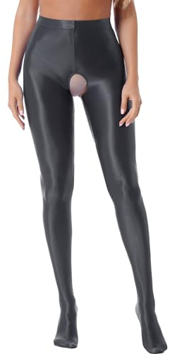 TiaoBug Collant Femme Brillant Collants Ouverte Entrejambe Collants de Danse Classique Legging Sport Yoga Gymnastique Erotique Bas Pole Dance Danse Ballet M-XL