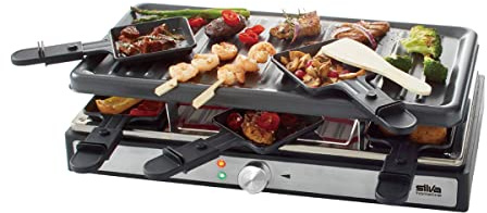 Silva Homeline PK-R 088 Raclette-Grill, 8 Pfännchen, 1400 Watt, schwarz