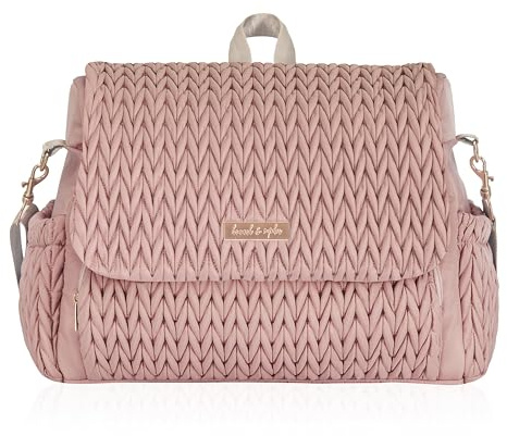Hannah & Sophia Belle Convertible Baby Diaper Backpack & Bag in Pink Polyester with Classic Style