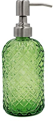 453.6 g Seifenspender mit 304 Rostfreie Edelstahlpumpe Küche Badezimmer Seifenspender Nachfüllbar Flüssigglas Seifenspender für Handseife Seife Lotion (Grün)