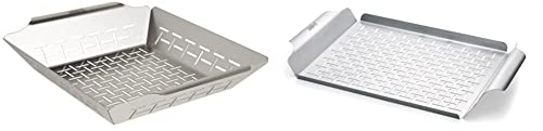 Weber Deluxe Grilling Basket & Style 6435 Professional-Grade Grill Pan, Edelstahl, Spülmaschinenfest, Rechteckig, Silber, Grillzubehör