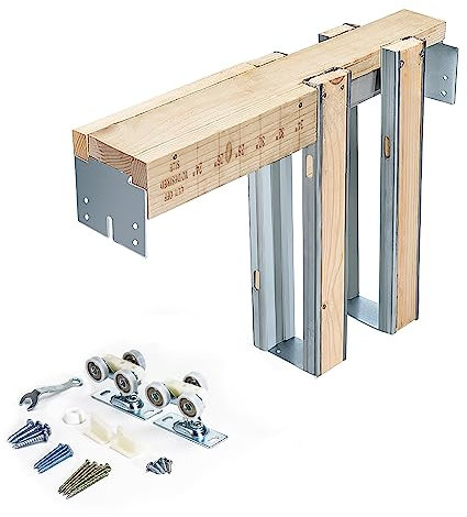 AWDIA 36x80 Pocket Door Frame Kit, Sliding Pocket Door Hardware with Adjustable Sliding Door Track for 2X4 Studs Wall,Suitable for Doors Weight 220LBS Wide 24-36, Easy to Install