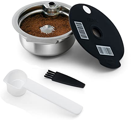 HAILASRE Capsule de café réutilisable compatible avec le Bosch Tassimo machine à café, Dosette Réutilisable en Acier Inoxydable pour Expresso avec Cuillère & Brosse (220ml)