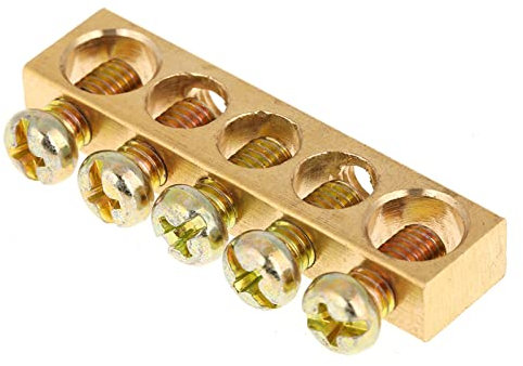 10Pcs Distribuzione Elettrica a 5 Fori, Barra di Messa a Terra per Barra di Messa a Terra del Terminale del Quadro Elettrico Terminale a Vite Barra Neutra a Terra in Ottone