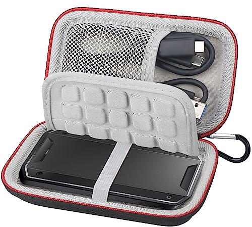Lacdo Externe Festplattentasche Schutzhülle für SanDisk Professional PRO-G40 SSD 1TB 2TB 4TB Externe Solid-State-Laufwerke USB-C Eva Stoßfest Wasserdicht Reise Tragen Case, Schwarz+Grau