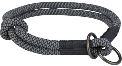 TRIXIE Soft Rope Zug-Stopp-Hundehalsband Gr. L, 50 cm/13 mm – schwarz | Aus weich gewebtem Tau, stufenlos verstellbar – angenehmer, sicherer Sitz mit einfachem Verschluss im Alltag