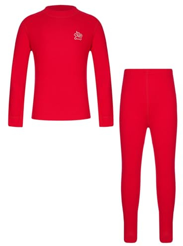 ranrann Barn pojke flicka termisk set varm vinter bodysuit underkläder och byxor elastisk midja pyjamas 2–16 år, Färg: röd, 13-14 ans