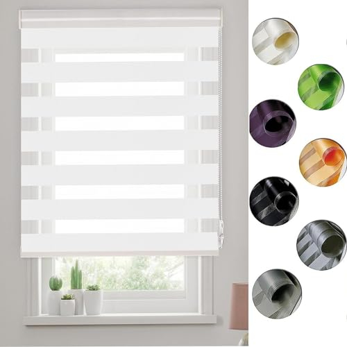 Fenster Verdunklungsstoff 95 x 220 cm Hitzeschutz und Sichtschutz, Fensterrollo für Fenster & Türen inkl. Montagematerial, für Fenster & Tür, Weiß