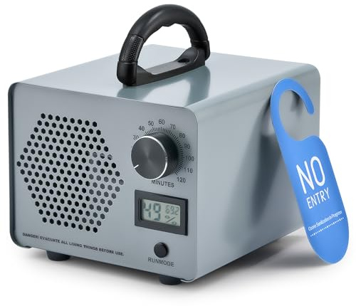 CREWORKS Ozone Generator, 60000 mg/h High Capacity Ozone Machine for Car Home Smoke Pet Odor Removal, Commercial Ozone Odor Eliminator Air Purifier with Timer Display for 300 m² Room