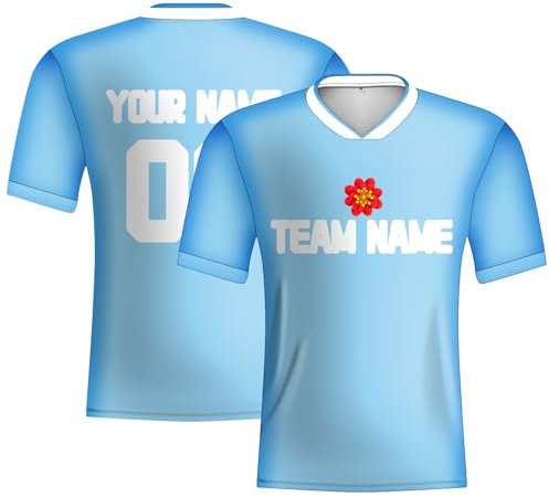 Maglietta da calcio personalizzata blu da uomo, bianca con scollo a V, maglie da calcio Activewear per fan Abbigliamento sportivo da uomo 2024 Coppa europea, Blu, M