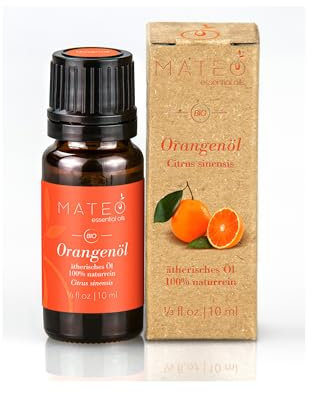 MateoEssentialsOils - 100% Reines und Natürlich Orangenöl – Belebend & Erfrischend – Gewonnen aus echten Orangen - Ideal für Aromatherapie, Massagen & Naturkosmetik – Orange oil - 10 ml.