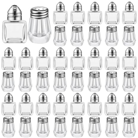 Qaautor Mini Salière et Poivrière Shakers à Assaisonnements Transparents Petits Shakers à Épices Shakers à Assaisonnements Transparents Argent