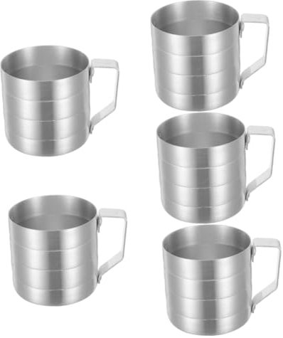 IMIKEYA 5 Pièces Tasse à mesurer gobelet doseur distributeur de liquide doseur coupe graduée de laboratoire magasin de tasses à mesurer tasse avec balance tasse de mélange aluminium Silver