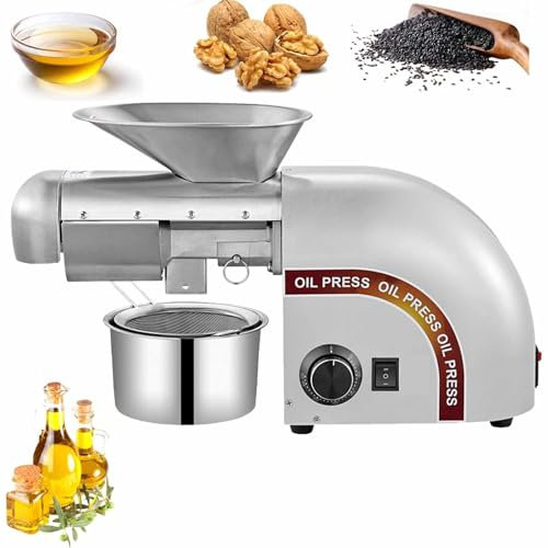 LXWKAI Presse à Huile Automatique 1250 W, Presse à Huile de Noix Commerciale, pressage à Froid et à Chaud, Convient aux Petites Entreprises, aux magasins de Produits de santé