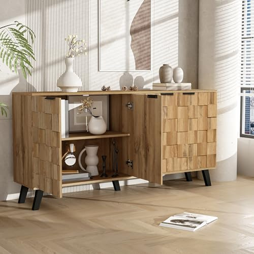 KAZZIO Aparador moderno con 4 puertas, 160,5 x 35,5 x 78 cm, diseño práctico para salón, dormitorio y comedor