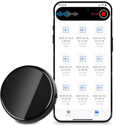 Diktiergerät Mini 3072 Kbps, Audio Aufnahmegerät Abhörgerät mit Dreifacher Rauschunterdrückung Sprachaktivierter, 800 Stunden Kapazität Voice Recorder 64G, USB Wiederaufladbar Mini Aufnahmegerät