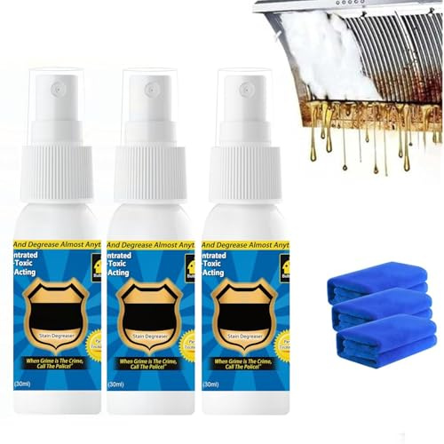 Magisches Entfettungsspray, Mehrzweck-Reinigungsspray ohne Abwaschen, Küchenreiniger-Spray, Entfetter für Öfen, Herde, Töpfe und Pfannen, Spülbecken (30ML,3PC)