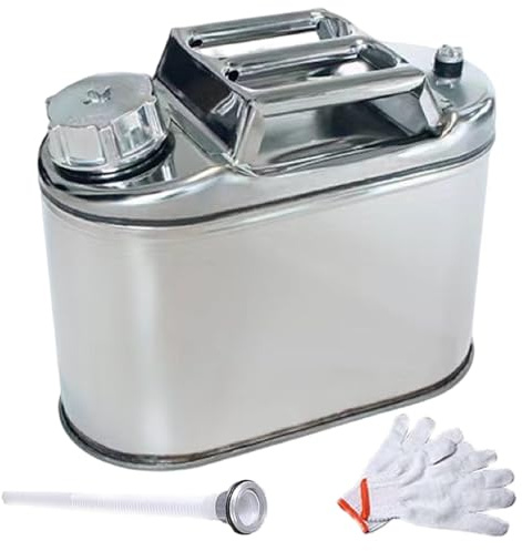 5L Edelstahl -Kraftstoffkanister mit Röhre und Handschuhen, Camping -Kraftstofftank mit dreifachen Griffen, Gasdiesellagerung für Bootfahren, Motorrennen, Outdoor -Abenteuer