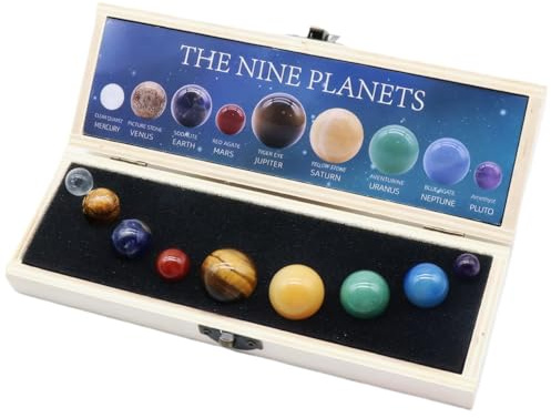 1 Set Sonnensystem für Kinder mit 9 Planeten, lebensechte lustige Planeten für Kinder, Sonnensystem mit Aufbewahrungsbox, Naturerz, Planetenspielzeug, pädagogisches für, Gesch